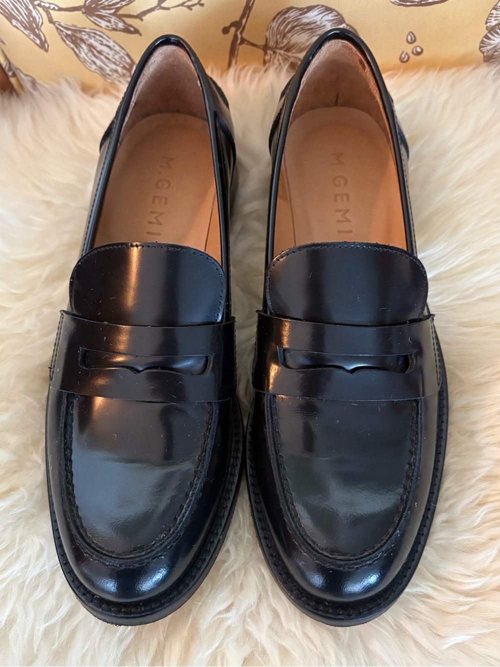 M. Gemi Black Patent Penny Loafers